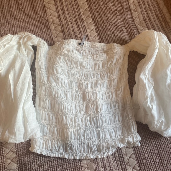 YFB white smocked shoulder top - Picture 3 of 5